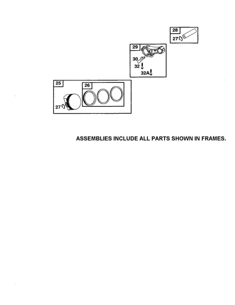 Piston Assembly Diagram and Parts List for 110400-110499 0200-0201-0203 Briggs and Stratton Engine